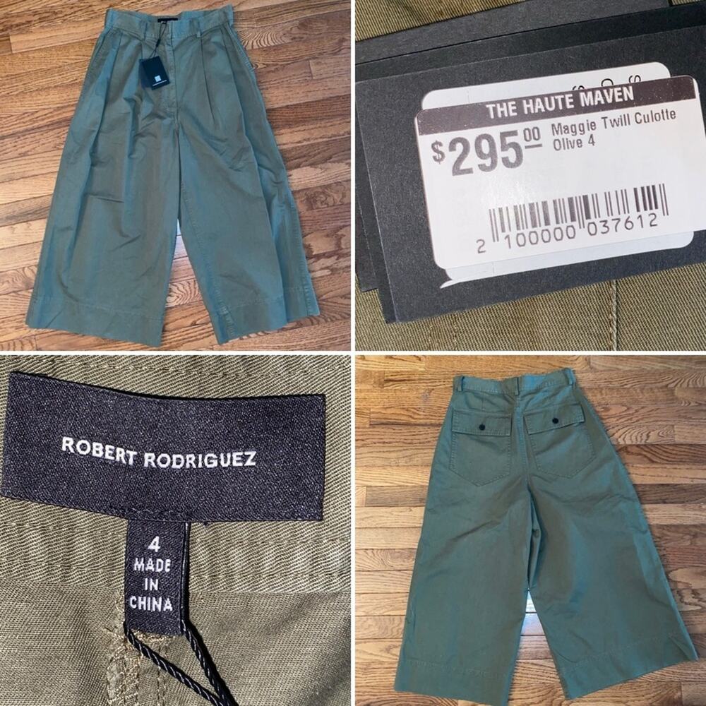 New Robert Rodriguez $295 Maggie Twill Culottes Garmentory Olive sz 4  NWT